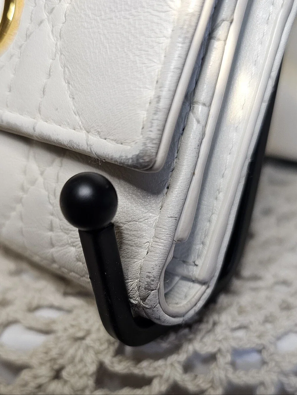 Dior White Quilted Leather Wallet with Gold Pearl Hardware With COA.